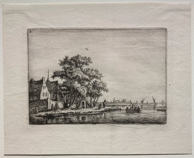 Twelve Landscapes: Plate B, The Cemetery by the Canal by Anthonie Waterloo