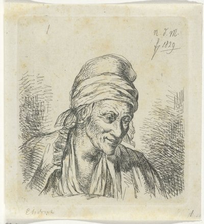 Old Woman Facing Right by Anthonie Willem Hendrik Nolthenius de Man