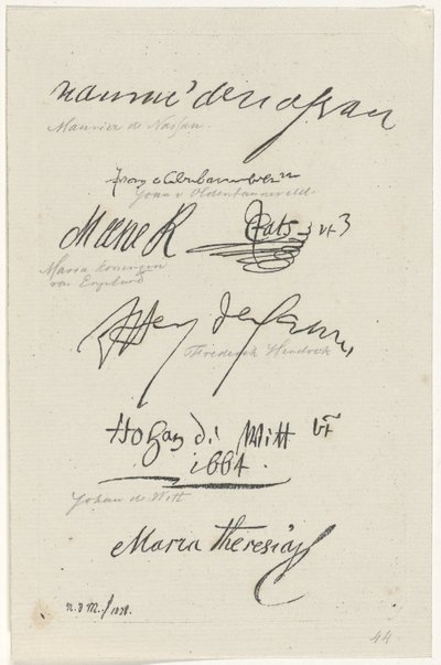 Various Facsimiles of Signatures by Anthonie Willem Hendrik Nolthenius de Man