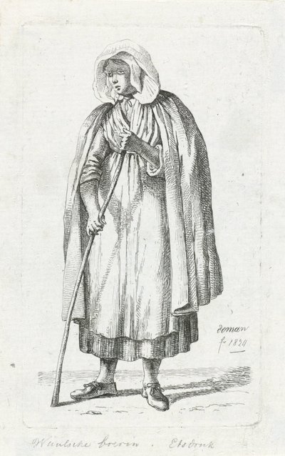 Woman with a Cape and a Stick by Anthonie Willem Hendrik Nolthenius de Man
