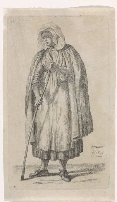 Woman with a Cloak and a Stick by Anthonie Willem Hendrik Nolthenius de Man
