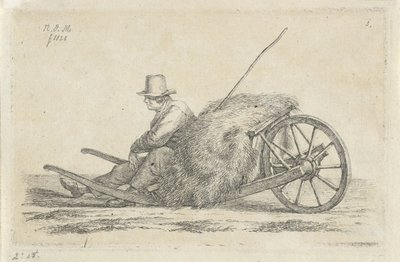 Seated Man by a Wheelbarrow with Hay by Anthonie Willem Hendrik Nolthenius de Man