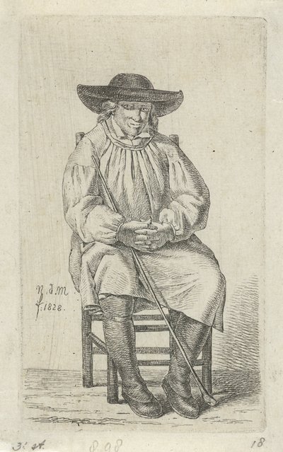 Seated Man with a Stick (12 Study Figures Series) by Anthonie Willem Hendrik Nolthenius de Man