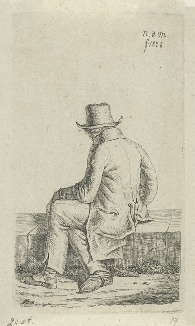 Seated Man on a Wall (series title: 12 Study Figures) by Anthonie Willem Hendrik Nolthenius de Man