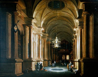 Figures in the Nave of a Church by Anthonie de Lorme