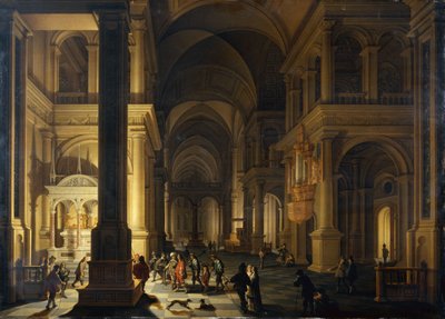 The Interior of a Protestant Church at Night by Anthonie de Lorme