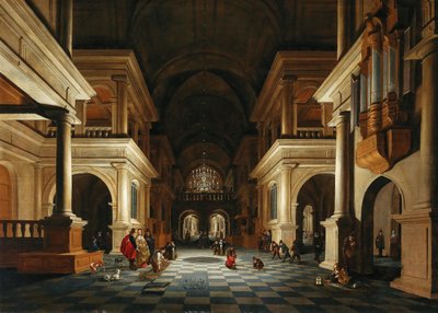 The Interior of a Church with Elegant Figures by Anthonie de Lorme