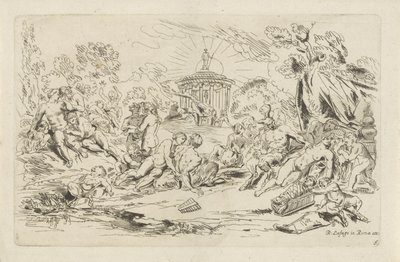 Nymphs and Satyrs Before a Temple of Bacchus by Anthonie de Winter