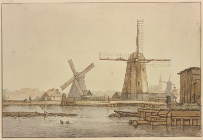 Three Windmills near Amsterdam by Anthonie van Borssom