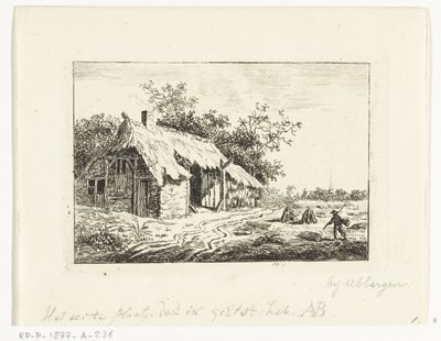 Farmer Making Hay in Front of a Farmhouse in Ubbergen by Anthonie van den Bos
