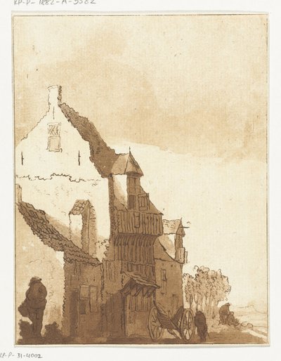 House with Wheelbarrow at the Door by Anthonie van den Bos