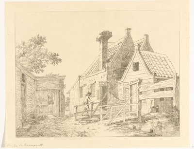 Boy Walking Over Wooden Bridge (Outside the Raampoort) by Anthonie van den Bos