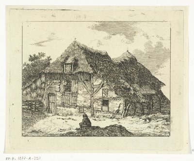 Man Sitting on a Hillock in Front of a House in Staphorst by Anthonie van den Bos