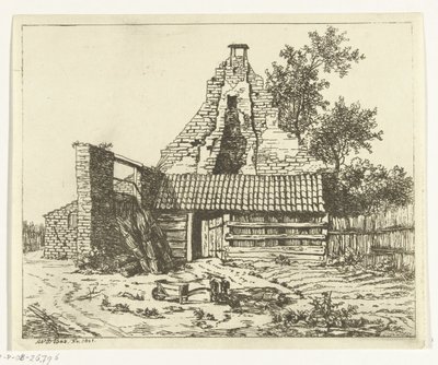 Reed Cutter in Front of the Ruins of the House Snaatburg in Maarssen by Anthonie van den Bos