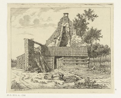 Reed Cutter in Front of the Ruins of the House Snaatburg in Maarssen by Anthonie van den Bos