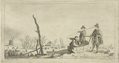 Figures by a Sleigh in a Winter Landscape by Anthonij van der Haer