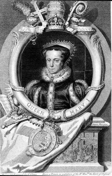 Mary I, Queen of England, Engraved by George Vertue by after Anthonis Mor van Dashorst