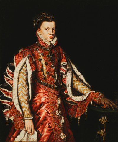 Portrait of Elizabeth of Valois, Queen of Spain, three-quarter length by Anthonis van Dashorst Mor