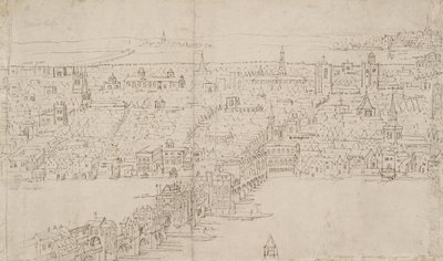 Panorama of London as seen from Southwark: London Bridge by Anthonis van den Wyngaerde