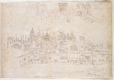 Studies of Palace of Oatlands and Hampton Court by Anthonis van den Wyngaerde