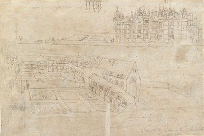 The River Front of Richmond Palace and Privy Gardens, c. 1550s by Anthonis van den Wyngaerde