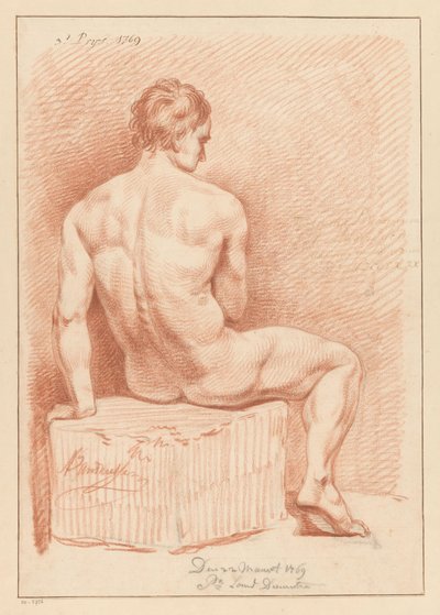 Sitting Male Nude, Seen from the Back (3rd Prize 1769) by Anthony Andriessen