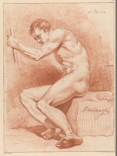 Sitting Male Nude, Side View (2nd Prize 1770) by Anthony Andriessen