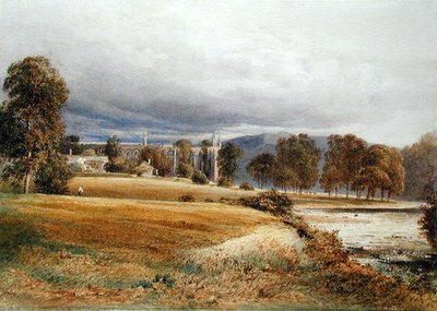 Bolton Abbey from the River Wharfe, South View by Anthony Vandyke Copley Fielding