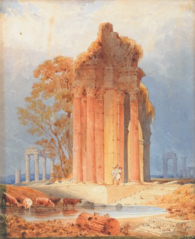 Cattle Watering by Corinthian Columns by Anthony Vandyke Copley Fielding