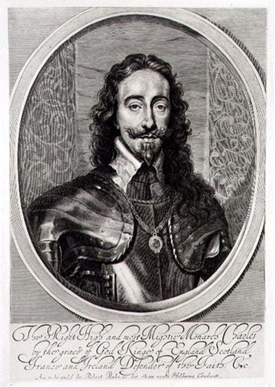 Portrait of Charles I (1600-49) engraved by William Faithorne (1616-91) 1658 by Anthony van (after) Dyck