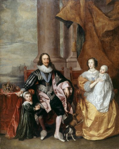 Charles I, Queen Henrietta and Two of their Eldest Children by Anthony van (follower of) Dyck