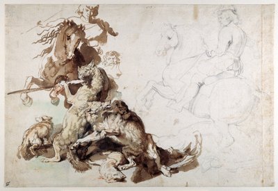 A Wolf and Fox Hunt (The European Hunt) by Anthony van Dyck