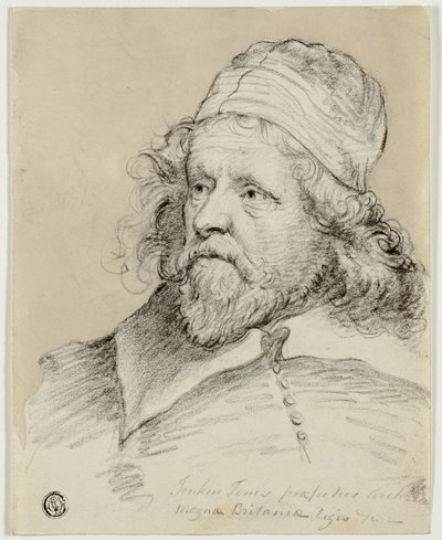 Inigo Jones (recto); Sketch of Female Head (verso) by Anthony van Dyck