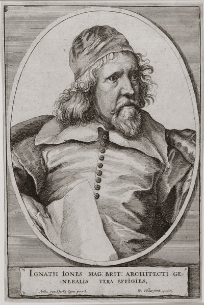 Portrait of Inigo Jones engraved by Wenceslaus Hollar by Anthony van Dyck