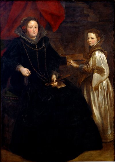 Portrait of Porzia Imperiale with her daughter Maria Francesca at harpsichord by Anthony van Dyck