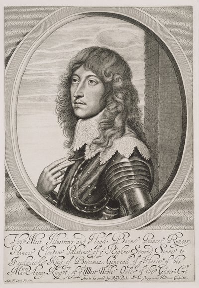 Portrait of Prince Rupert, Count Palatine of the Rhine and Duke of Bavaria, engraved by William Faithorne by Anthony van Dyck