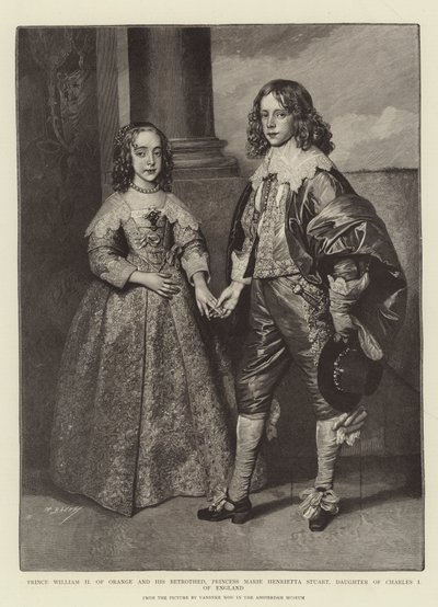 Prince William II of Orange and his Betrothed, Princess Marie Henrietta Stuart, Daughter of Charles I of England by Anthony van Dyck