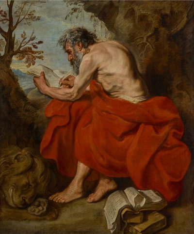 St. Jerome as Hermit in a Landscape, Reading by Anthony van Dyck