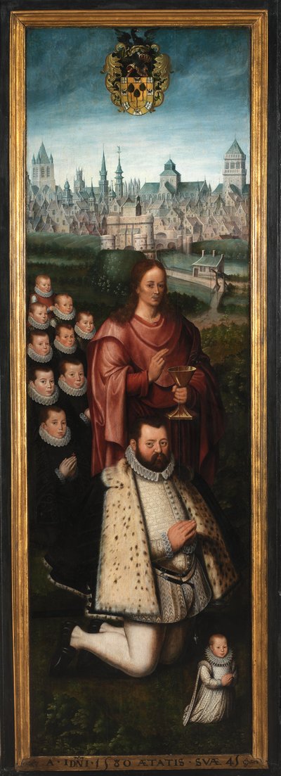 Portrait of Juan Pardo II and his wives Anna Ingenieulandt and Maria Anchemant by Anthuenis (1536 1613) Claeissins or Claeissens