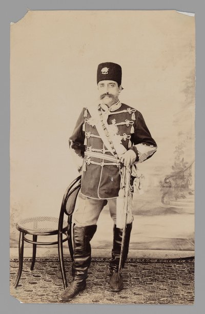 Full-length Portrait of Mozaffar al-Din Shah, late 19th-early 20th century by Antoin Sevruguin
