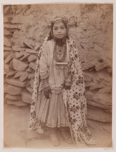 Girl adorned in silver jewellery by Antoin Sevruguin