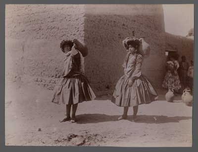 Two women carrying clay jugs by Antoin Sevruguin