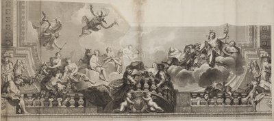 Design of Centre Panel of Ceiling of the Grand Gallery of the Palais Royal, engraved by Nicolas Henri Tardieu by Antoine (after) Coypel