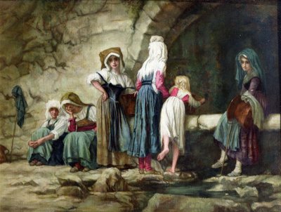 Peasants at a Fountain by Antoine Auguste Ernest Herbert or Hebert