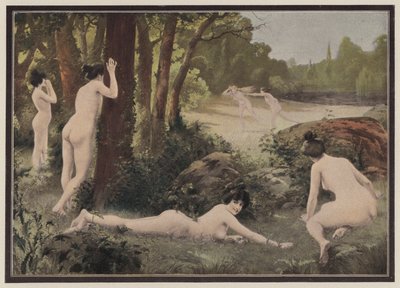 Playing games in the countryside by Antoine Auguste Thivet