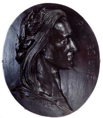 Representation of Virgil (Publius Vergilius Maro or Virgilio) Latin poet (70-19 BC) Colossal oval bronze medallion by Antoine Augustin Preault