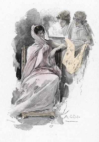 Odyssey by Homer: Penelope and her servants, Illustration by Antoine Calbet for 