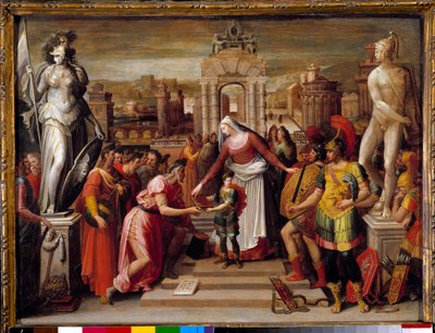 History of Queen Artemise Iere of Halicarnasse: The handing over of the book and the sword by Antoine Caron