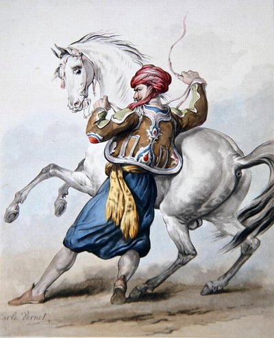 A Persian Tries to Overcome a French Horse by Antoine Charles Horace Vernet