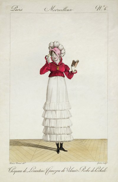 A Lady in a Levantine hat, a tiered skirt and a velvet jacket, plate 6 from the 